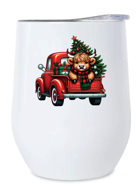 12 ounce wine tumbler cow in truck